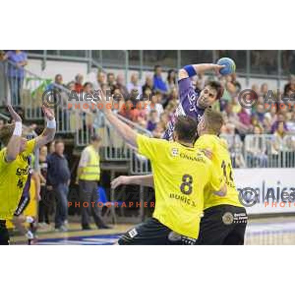 Kaleb Ante in action during half final handball game, Maribor - Velenje Gorenje, played in Tabor Hall on 13.5.2015, Maribor