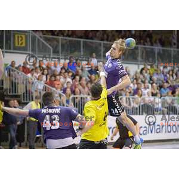 Spende Aleksander in action during half final handball game, Maribor - Velenje Gorenje, played in Tabor Hall on 13.5.2015, Maribor