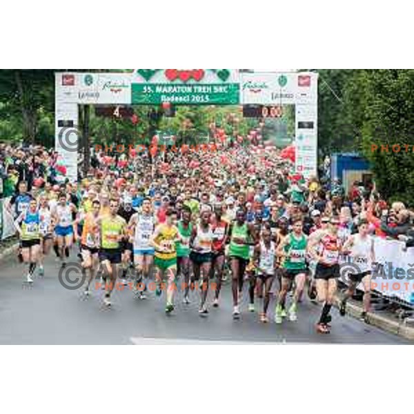 Start of 21km and 42km run on 35. Maraton treh src in Radenci, Slovenia on 16th of May, 2015