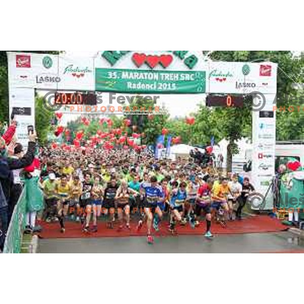 Runners of 5.5km and 10km run on 35. Maraton treh src in Radenci, Slovenia on 16th of May, 2015
