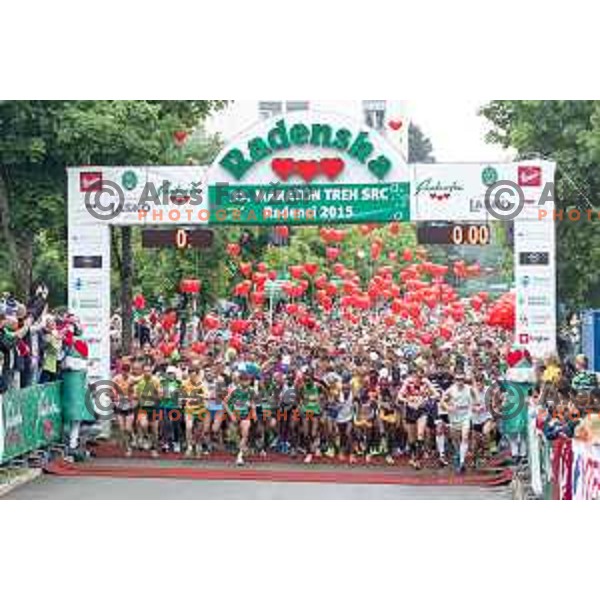 Start of 21km and 42km run on 35. Maraton treh src in Radenci, Slovenia on 16th of May, 2015