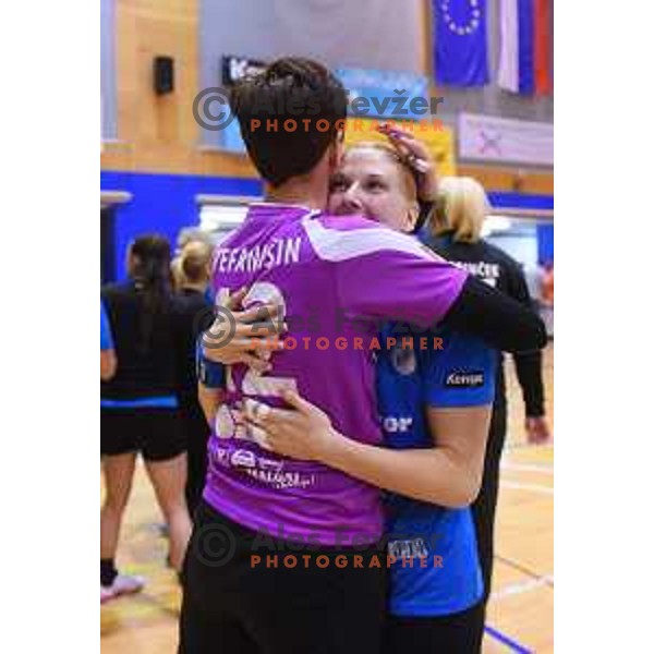 Tamara Mavsar of Krim Mercator celebrates victory in Slovenian women\'s handball Cup where Krim Mercator defeated team Zelene Doline Zalec in the Final in Kocevje on May 17, 2015