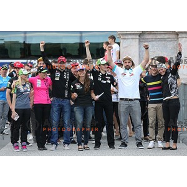 Reception for fans during event Slovenian Winter Heroes in Ljubljana on May 20, 2015