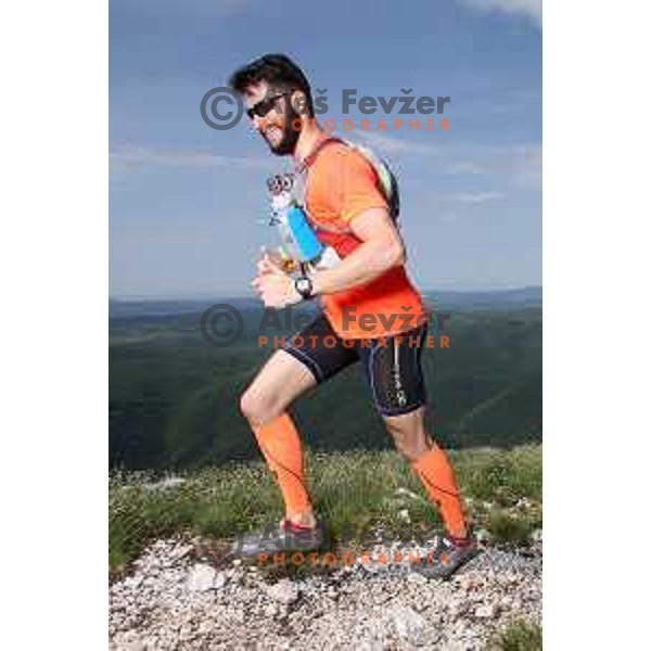 Urus Bitenc running at first edition of 100 km Ultra trail Vipava Valley with more than 400 runners at 25 km, 50 km and 100 km distance with spectacular 360 degrees view over Vipava Valley on May 9, 2015