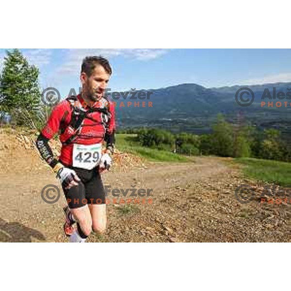 Aljosa Smolnikar running at first edition of 100 km Ultra trail Vipava Valley with more than 400 runners at 25 km, 50 km and 100 km distance with spectacular 360 degrees view over Vipava Valley on May 9, 2015