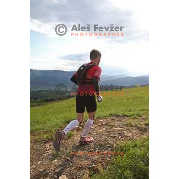 Aljosa Smolnikar running at first edition of 100 km Ultra trail Vipava Valley with more than 400 runners at 25 km, 50 km and 100 km distance with spectacular 360 degrees view over Vipava Valley on May 9, 2015