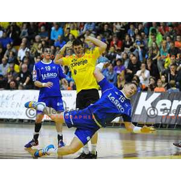 action during Final of 1.NLB leasing league between Gorenje Velenje and Celje Pivovarna Lasko in Red Hall, Velenje, Slovenija on May 26, 2015