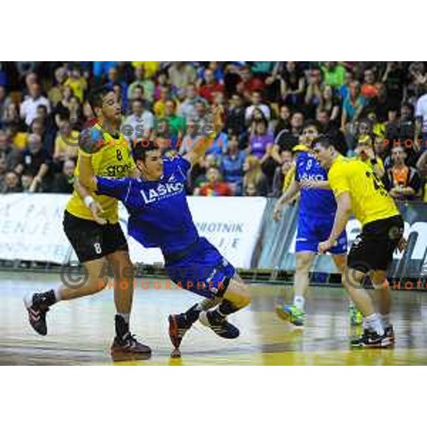 action during Final of 1.NLB leasing league between Gorenje Velenje and Celje Pivovarna Lasko in Red Hall, Velenje, Slovenija on May 26, 2015