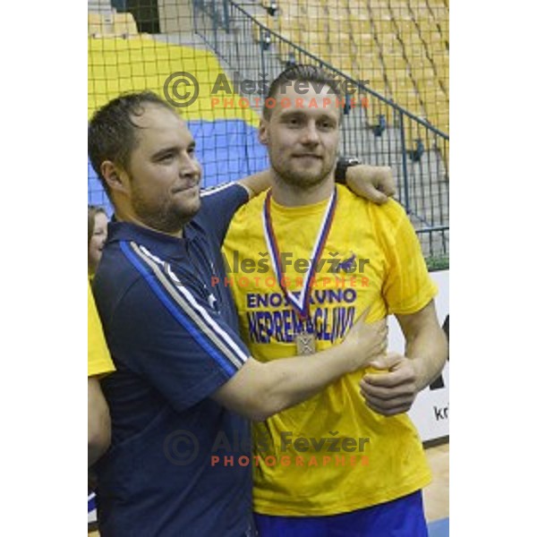 in action during handball match Celje Pivovarna Lasko-Gorenje Velenje in the Final of Slovenian Championship, played in Zlatorog Hall, Celje, Slovenia on May 28, 2015