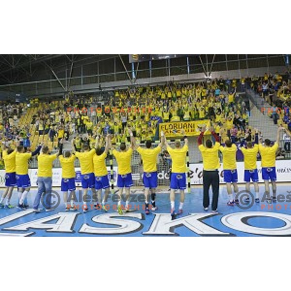 in action during handball match Celje Pivovarna Lasko-Gorenje Velenje in the Final of Slovenian Championship, played in Zlatorog Hall, Celje, Slovenia on May 28, 2015