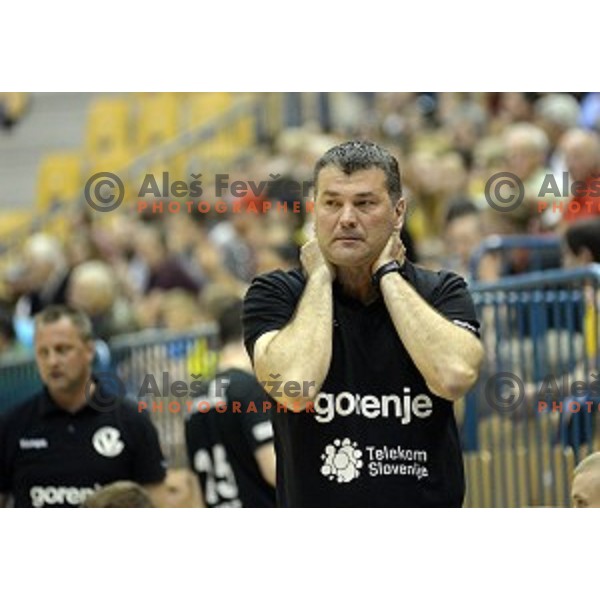 in action during handball match Celje Pivovarna Lasko-Gorenje Velenje in the Final of Slovenian Championship, played in Zlatorog Hall, Celje, Slovenia on May 28, 2015