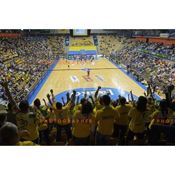 in action during handball match Celje Pivovarna Lasko-Gorenje Velenje in the Final of Slovenian Championship, played in Zlatorog Hall, Celje, Slovenia on May 28, 2015