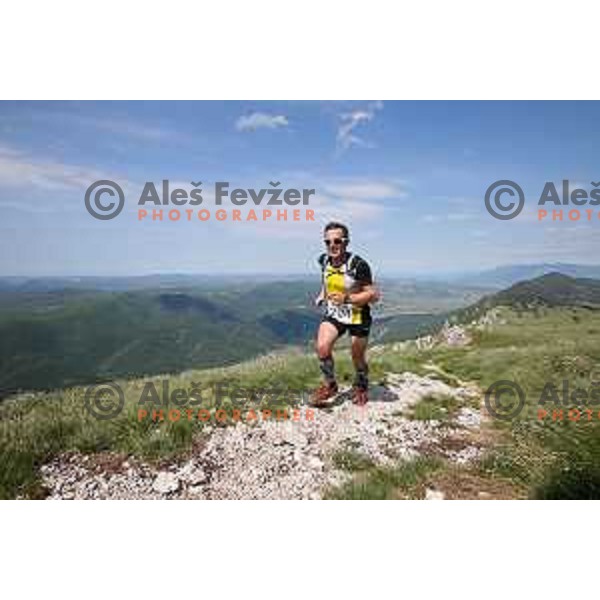 Augusto Zamboni ( ITA) running at Ultra trail Vipava Valley with more than 400 runners at 25 km, 50 km and 100 km distance with spectacular 360 degrees view over Vipava Valley on May 9, 2015