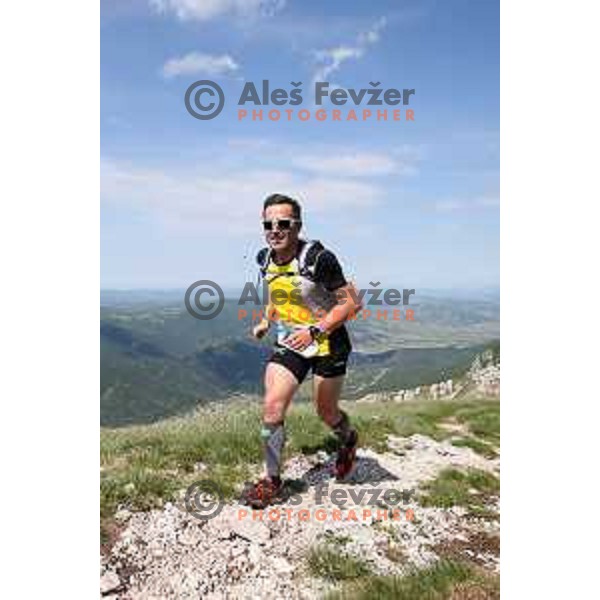 Augusto Zamboni ( ITA) running at Ultra trail Vipava Valley with more than 400 runners at 25 km, 50 km and 100 km distance with spectacular 360 degrees view over Vipava Valley on May 9, 2015