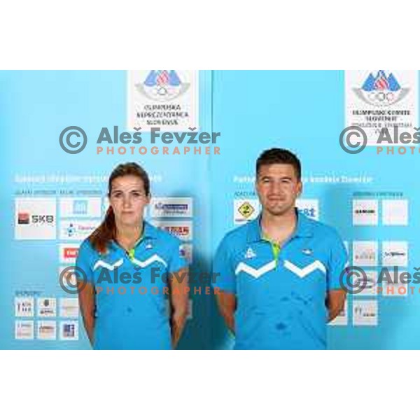 Tjasa Ristic and Matjaz Koncina of Slovenia Olympic team for First European games in Baku Azerbaijan during official presentation in Koper on June 4, 2015