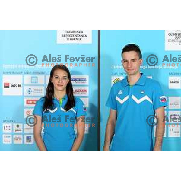 Kaja Stankovic and Primoz Flis of Slovenia Olympic team for First European games in Baku Azerbaijan during official presentation in Koper on June 4, 2015