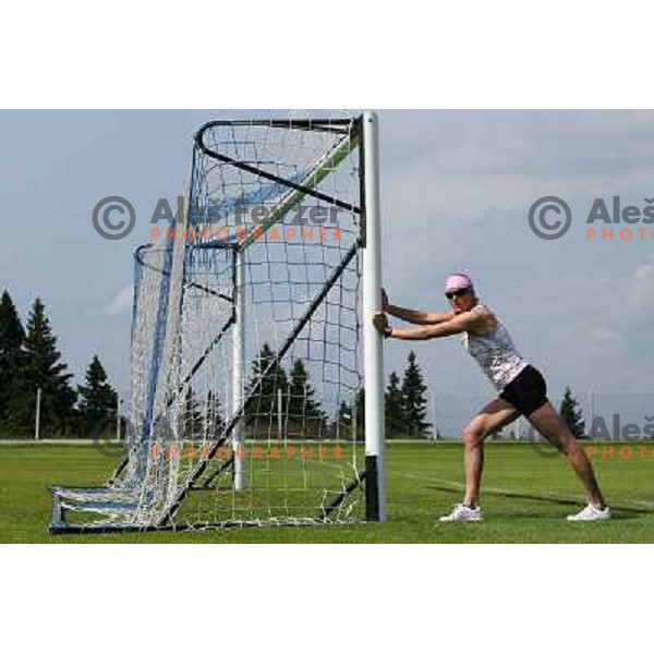 Petra Majdic, world class cross-country skier from Slovenia during summer training at Rogla Ski resort, august 2007,Slovenia .Photo by Ales Fevzer 