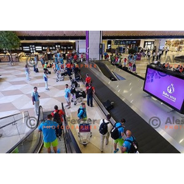 Team Slovenia at European games in Baku, Azerbaijan at Baku International Airport on June 9, 2015