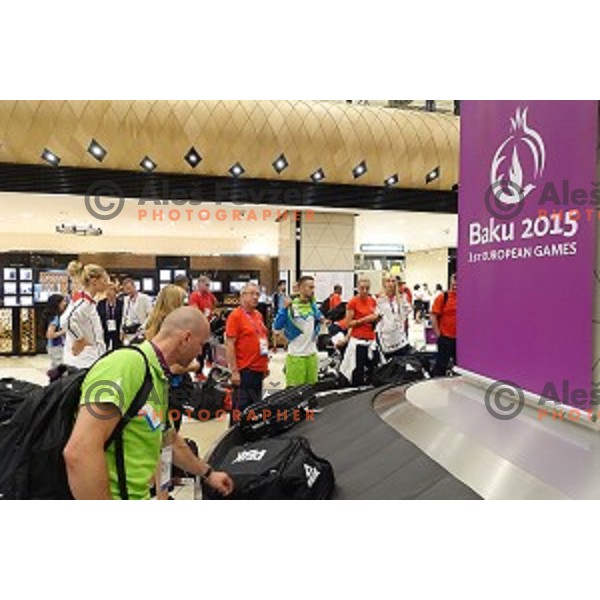 Team Slovenia at European games in Baku, Azerbaijan at Baku International Airport on June 9, 2015
