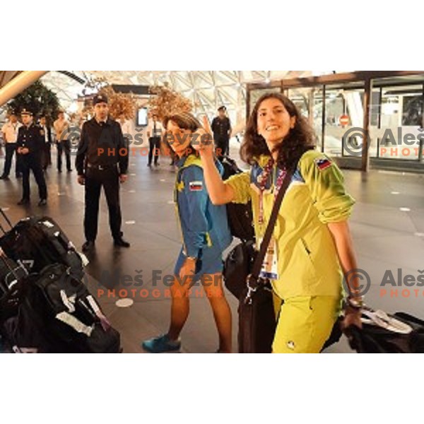 Team Slovenia at European games in Baku, Azerbaijan at Baku International Airport on June 9, 2015