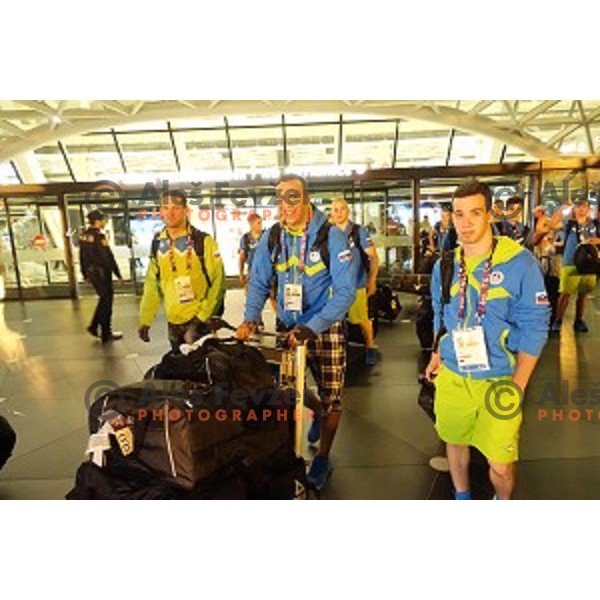 Team Slovenia at European games in Baku, Azerbaijan at Baku International Airport on June 9, 2015