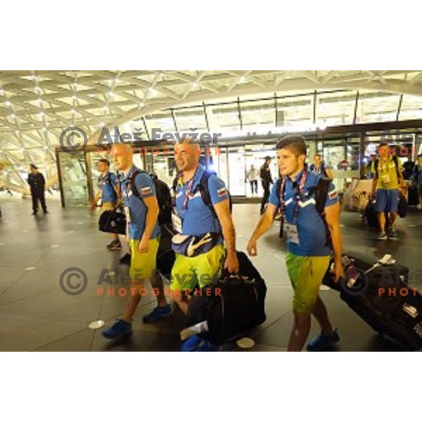 Team Slovenia at European games in Baku, Azerbaijan at Baku International Airport on June 9, 2015