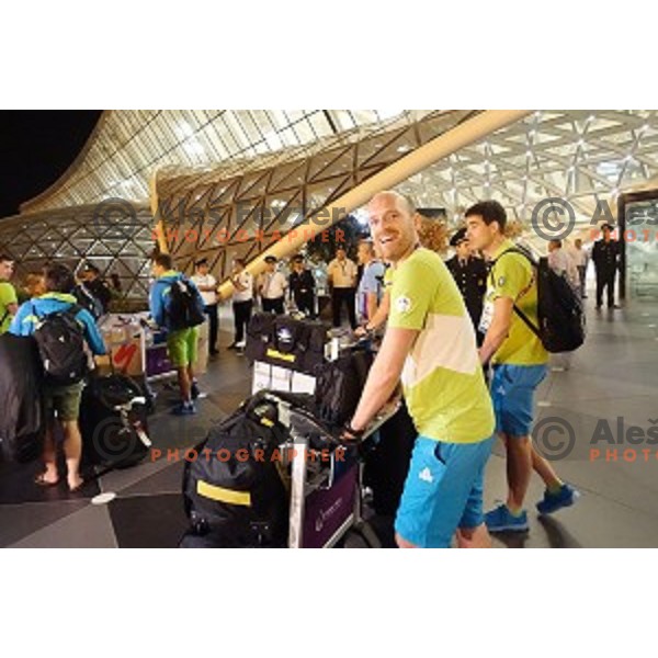 Team Slovenia at European games in Baku, Azerbaijan at Baku International Airport on June 9, 2015