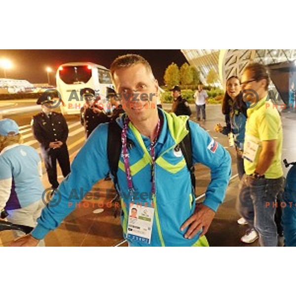 Aljaz Pegan of Team Slovenia at European games in Baku, Azerbaijan at Baku International Airport on June 9, 2015