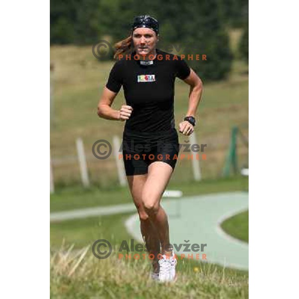 Petra Majdic, world class cross-country skier from Slovenia during summer training at Rogla Ski resort, august 2007,Slovenia .Photo by Ales Fevzer 