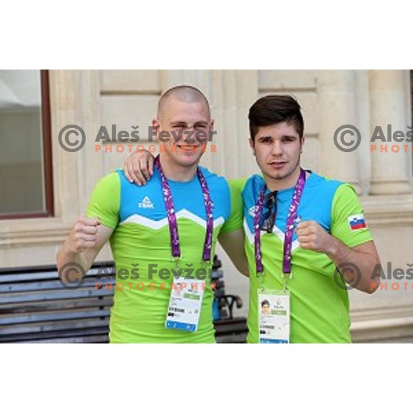 Denis Lazar and Edin Sejdinovic in Olympic village at European Games in Baku, Azerbaijan on June 10, 2015