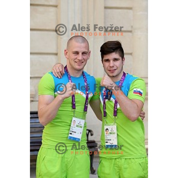Denis Lazar and Edin Sejdinovic in Olympic village at European Games in Baku, Azerbaijan on June 10, 2015