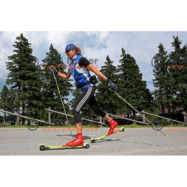 Petra Majdic, world class cross-country skier from Slovenia during summer training at Rogla Ski resort, august 2007,Slovenia .Photo by Ales Fevzer 