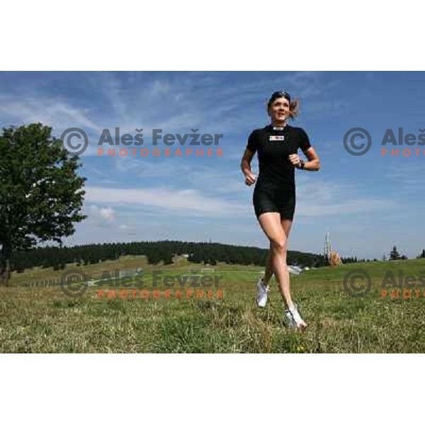 Petra Majdic, world class cross-country skier from Slovenia during summer training at Rogla Ski resort, august 2007,Slovenia .Photo by Ales Fevzer 