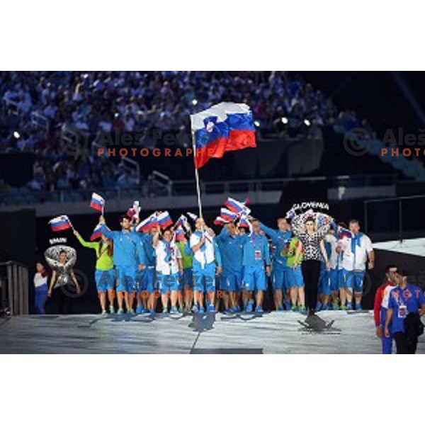 Flag bearer Bojan Tokic and team Slovenia during Opening Ceremony of First European Games at Olympic Stadium in Baku, Azerbaijan on June 12, 2015