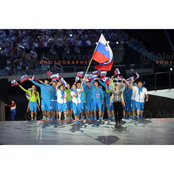 Flag bearer Bojan Tokic and team Slovenia during Opening Ceremony of First European Games at Olympic Stadium in Baku, Azerbaijan on June 12, 2015