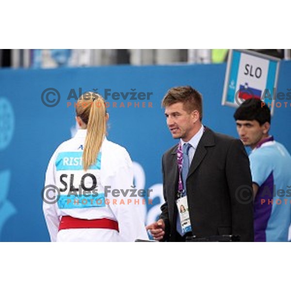 Tjasa Ristic (SLO) competes in semi-final of Karate Women\'s Kumite -61 kg at First European Games in Crystal Hall 3 in Baku, Azerbaijan on June 13, 2015