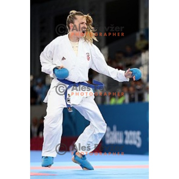 Ana Lenard (CRO) competes in semi-final of Karate Women\'s Kumite -61 kg at First European Games in Crystal Hall 3 in Baku, Azerbaijan on June 13, 2015