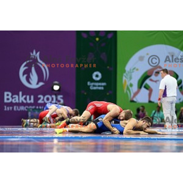 Wrestling Men\'s Greco Roman style in Heydar Aliyev Arena in Baku, Azerbaijan on June 13, 2015