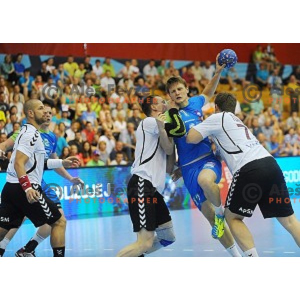 of Slovenia in action during qualifying handball match for European Championships between Slovenia and Latvia in Velenje, Slovenia on June 13, 2015