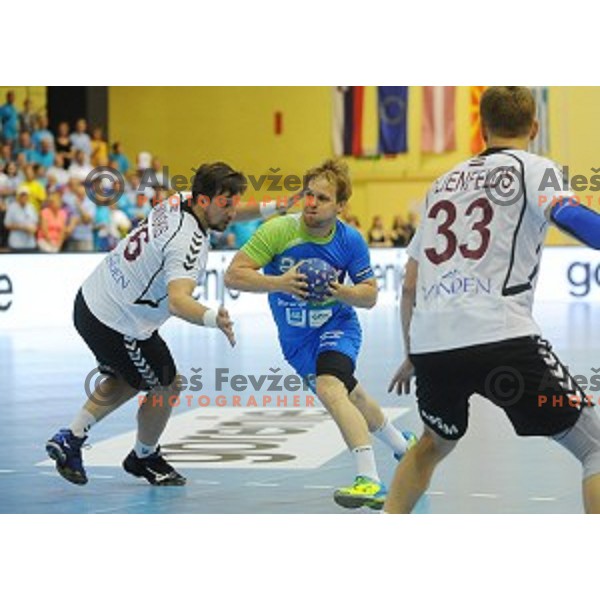 of Slovenia in action during qualifying handball match for European Championships between Slovenia and Latvia in Velenje, Slovenia on June 13, 2015