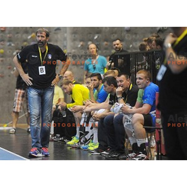 of Slovenia in action during qualifying handball match for European Championships between Slovenia and Latvia in Velenje, Slovenia on June 13, 2015