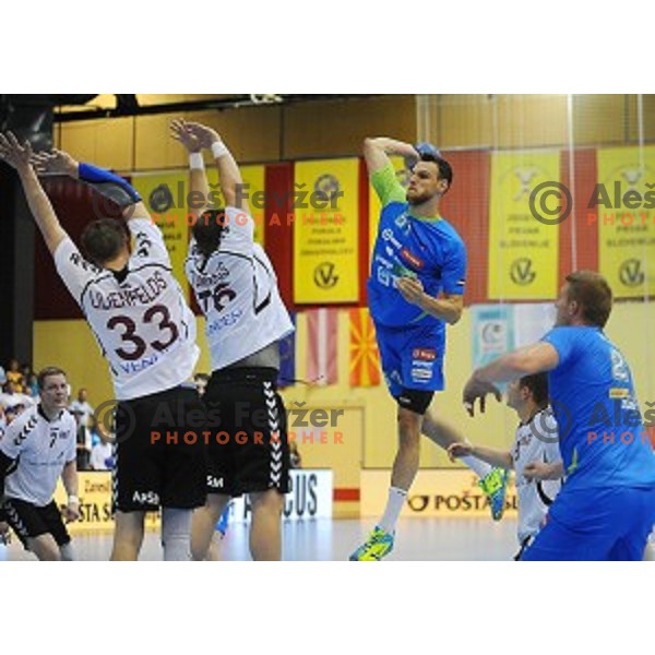 of Slovenia in action during qualifying handball match for European Championships between Slovenia and Latvia in Velenje, Slovenia on June 13, 2015