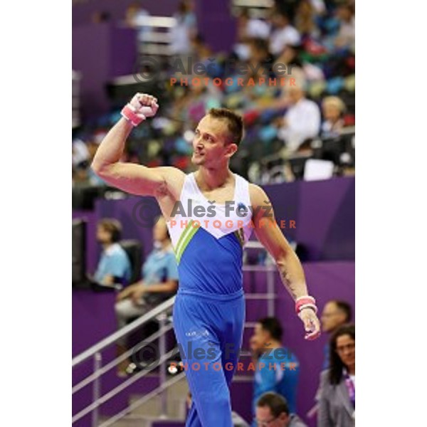 Saso Bertoncelj of Slovenia competes in qualification of pommel horse at First European Games Baku 2015 in National Gymnastics Arena in Baku, Azerbaijan on June 14, 2015