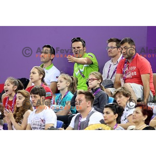 Bojan Tokic observes qualification of pommel horse at First European Games Baku 2015 in National Gymnastics Arena in Baku, Azerbaijan on June 14, 2015