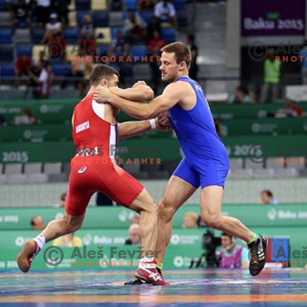 Jure Kuhar (SLO) competes in Wrestling Men\'s Greco Roman style -75 kg in Heydar Aliyev Arena in Baku, Azerbaijan on June 14, 2015