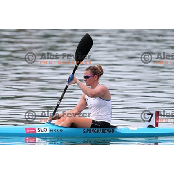 Spela Ponomarenko Janic of Slovenia races in Kayak Single 200 meters women in Canoe Sprint in Mingachevir during Baku 2015 First European Games, Azerbaijan on June 15, 2015