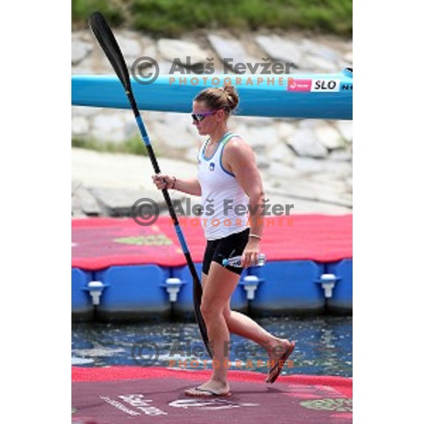 Spela Ponomarenko Janic of Slovenia races in Kayak Single 200 meters women in Canoe Sprint in Mingachevir during Baku 2015 First European Games, Azerbaijan on June 15, 2015