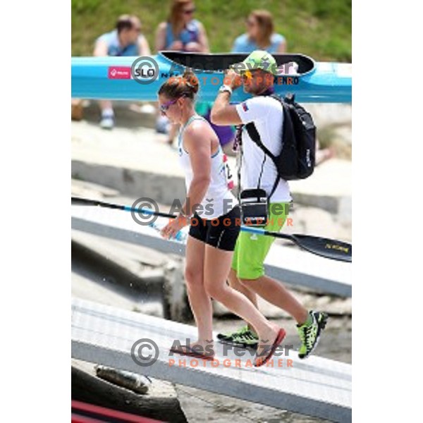 Spela Ponomarenko Janic of Slovenia races in Kayak Single 200 meters women in Canoe Sprint in Mingachevir during Baku 2015 First European Games, Azerbaijan on June 15, 2015