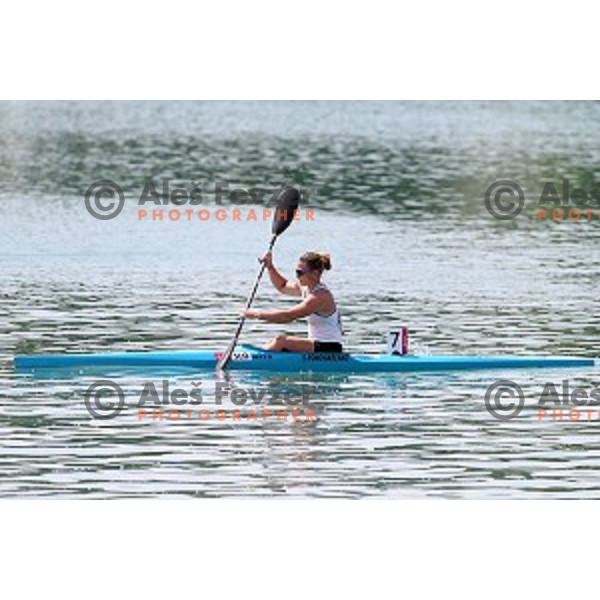 Spela Ponomarenko Janic of Slovenia races in Kayak Single 200 meters women in Canoe Sprint in Mingachevir during Baku 2015 First European Games, Azerbaijan on June 15, 2015