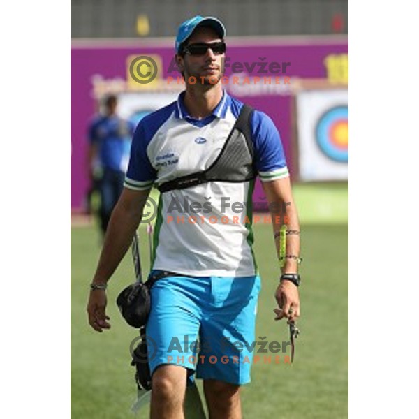 Jaka Komocar of Slovenia Archery team during team competition at Tofiq Bahramov Stadium, Baku 2015 First European Games, Azerbaijan on June 16, 2015